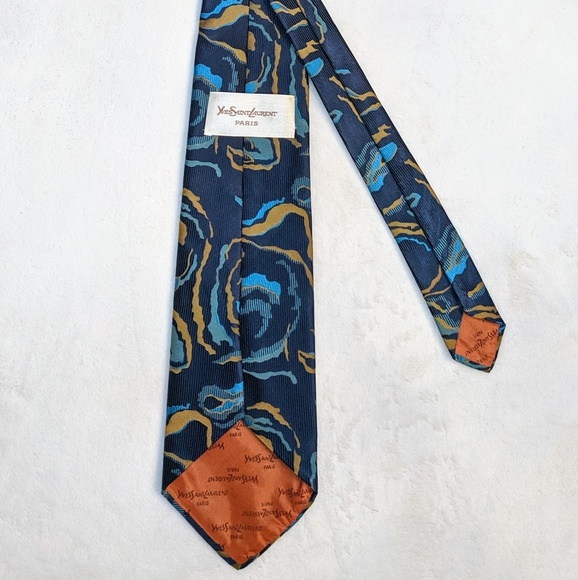Vintage Yves Saint Laurent Blue Abstract Print Tie - Picture 2 of 5
